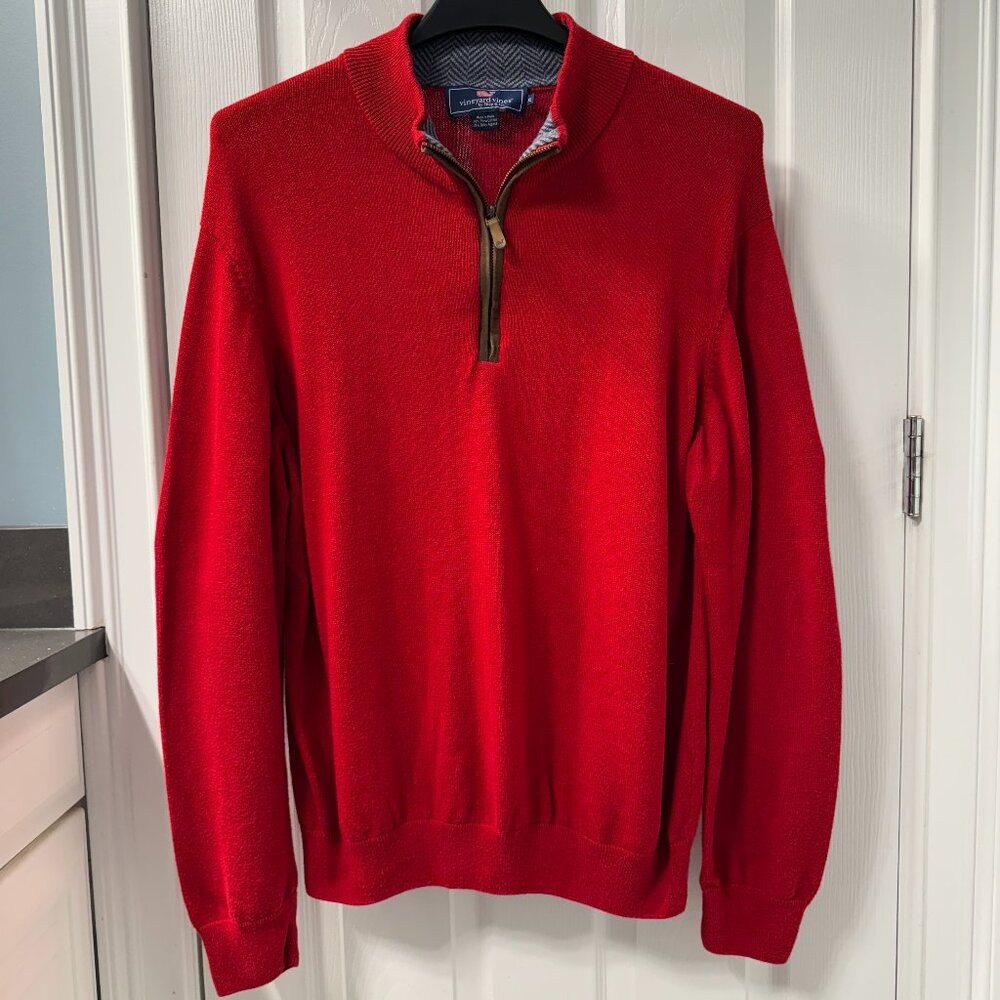 Vineyard Vines Red Zip Up Sweater